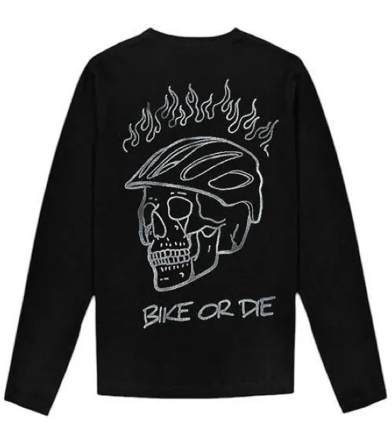 Long Sleeve T-shirt “Bike or Die” Original en Negro