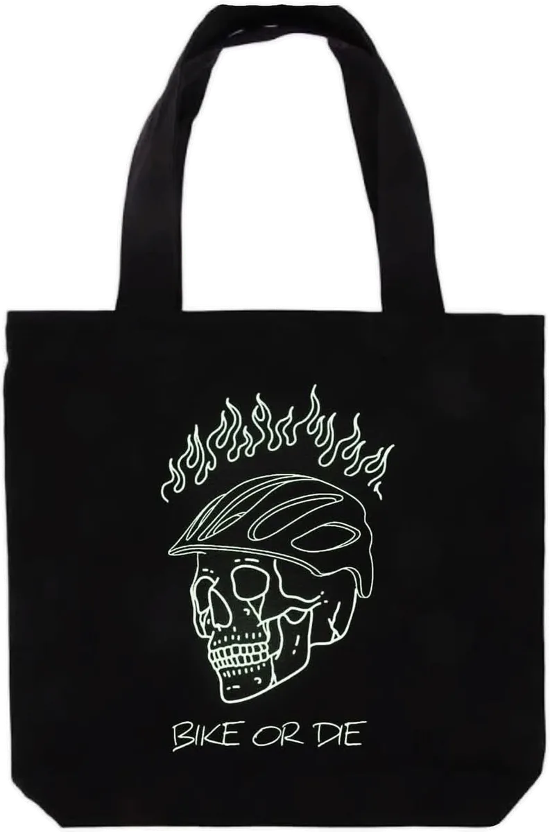 The Canvas Tote Bag “Bike or Die” en Negro
