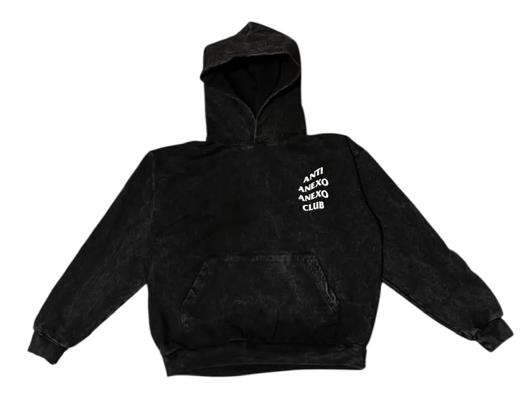 Vintage Washed Hoodie “Anti Anexo” Original en Deslavado Gris