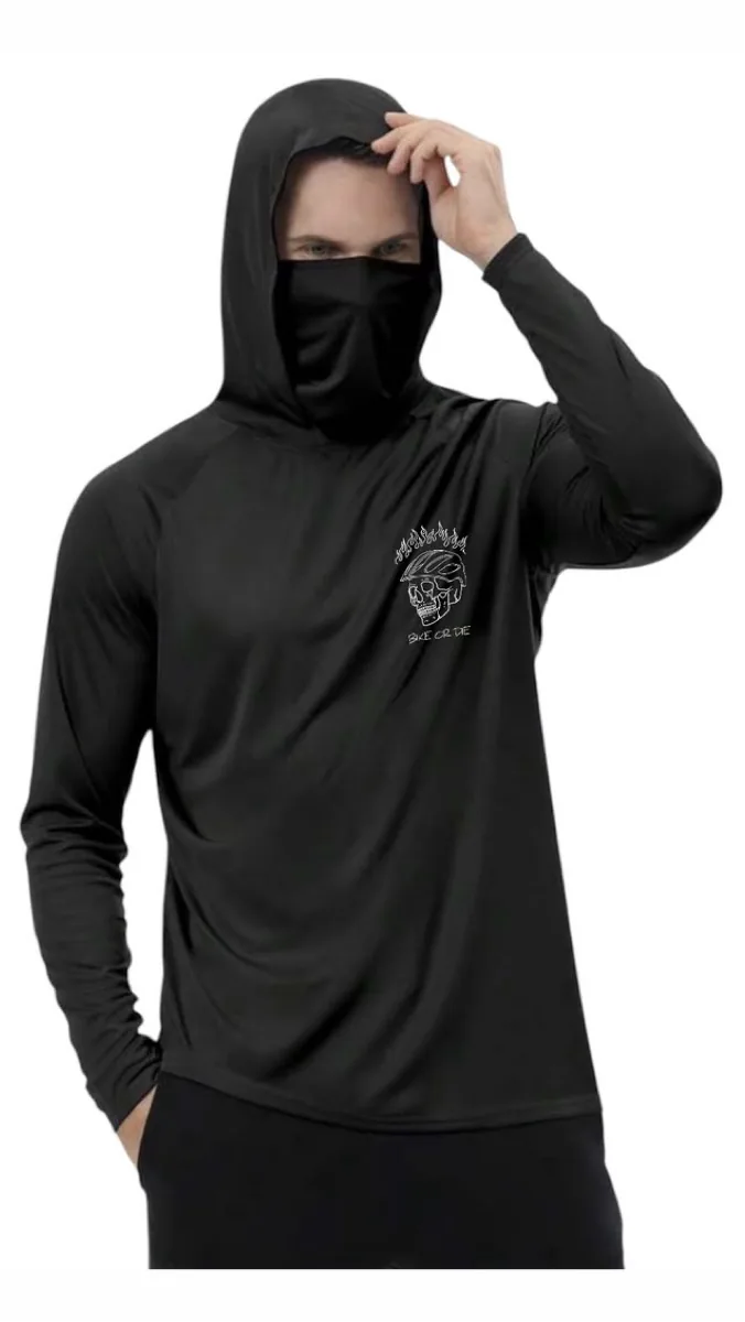 Balaclava Hoodie “Bike or Die” en Negro