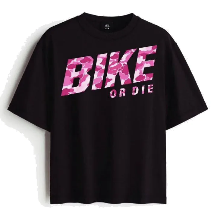 T-shirt “Bike or Die” en Rosa