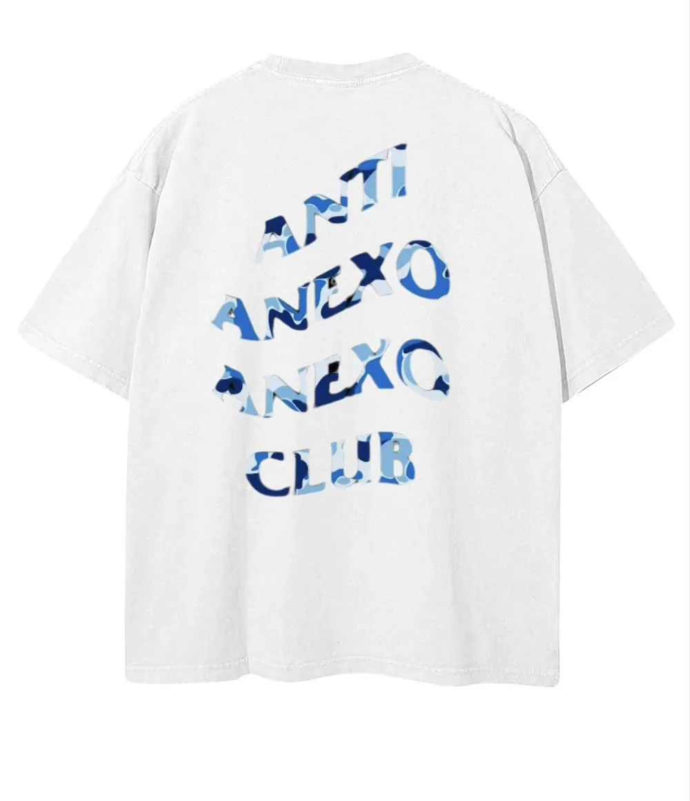 Camo White Tee “Anti Anexo” en Azul